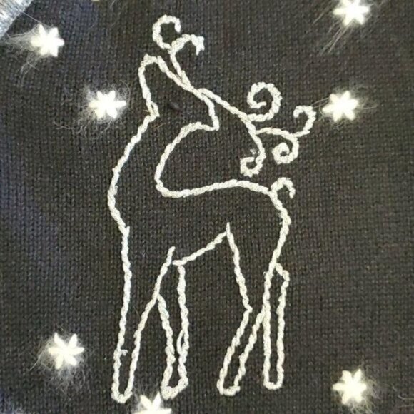 Northcrest Holiday Lodge Black Embroidered Full Zip Embellished LS Sz M Sweater - Picture 3 of 8